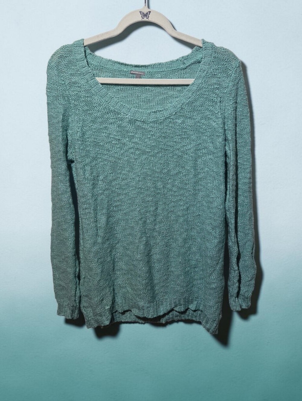 Charlotte Russe Light Aqua Knit Long Sleeve Sweater